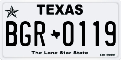 TX license plate BGR0119