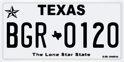 TX license plate BGR0120