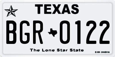 TX license plate BGR0122