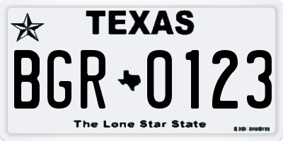 TX license plate BGR0123