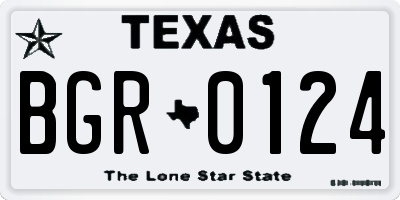 TX license plate BGR0124