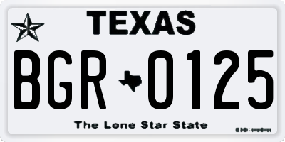 TX license plate BGR0125