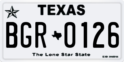 TX license plate BGR0126
