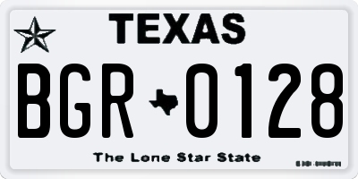 TX license plate BGR0128