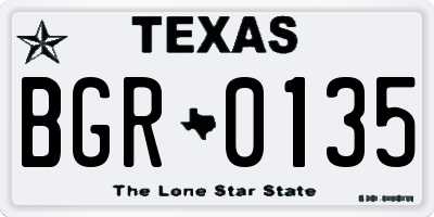 TX license plate BGR0135