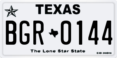 TX license plate BGR0144