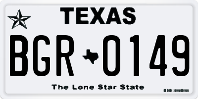 TX license plate BGR0149