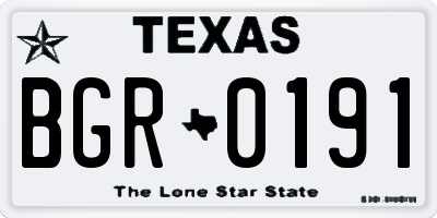 TX license plate BGR0191