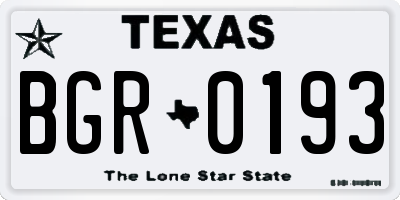 TX license plate BGR0193