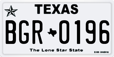 TX license plate BGR0196