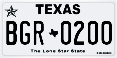 TX license plate BGR0200