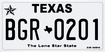 TX license plate BGR0201