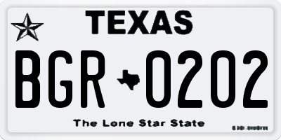TX license plate BGR0202