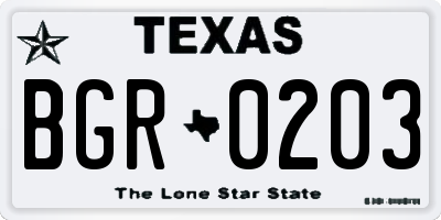 TX license plate BGR0203