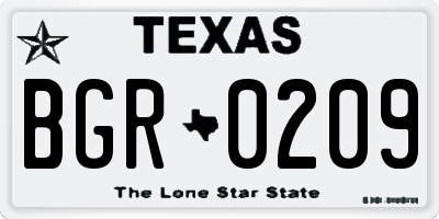 TX license plate BGR0209