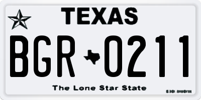 TX license plate BGR0211