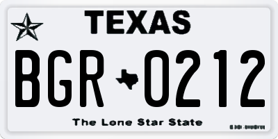 TX license plate BGR0212