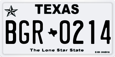 TX license plate BGR0214