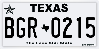 TX license plate BGR0215