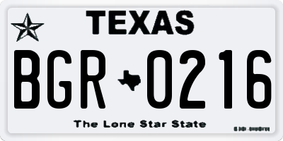 TX license plate BGR0216