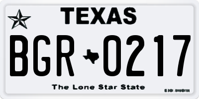 TX license plate BGR0217