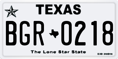TX license plate BGR0218