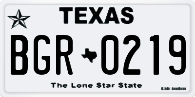 TX license plate BGR0219