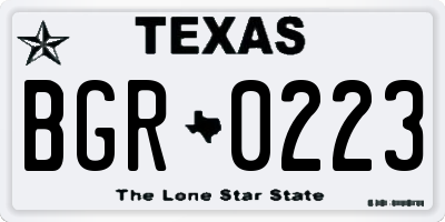 TX license plate BGR0223