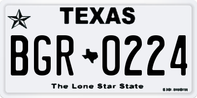 TX license plate BGR0224