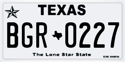 TX license plate BGR0227
