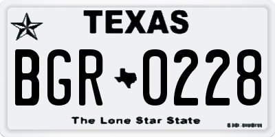 TX license plate BGR0228