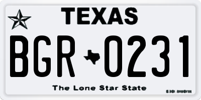 TX license plate BGR0231