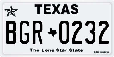 TX license plate BGR0232