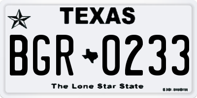 TX license plate BGR0233