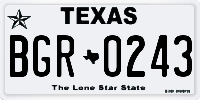 TX license plate BGR0243