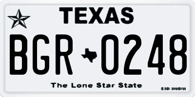 TX license plate BGR0248