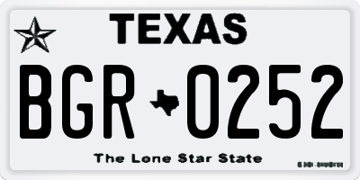 TX license plate BGR0252