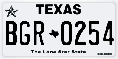 TX license plate BGR0254