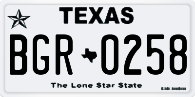 TX license plate BGR0258