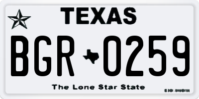 TX license plate BGR0259