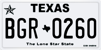 TX license plate BGR0260
