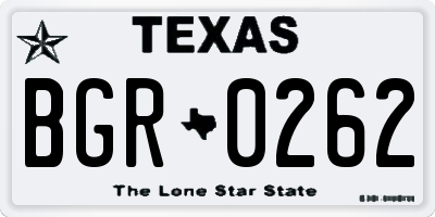 TX license plate BGR0262