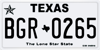 TX license plate BGR0265
