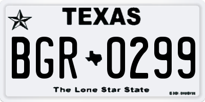TX license plate BGR0299