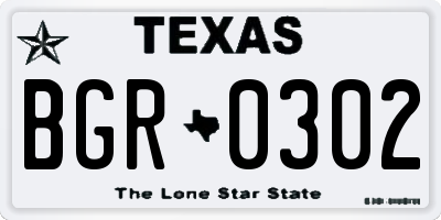 TX license plate BGR0302
