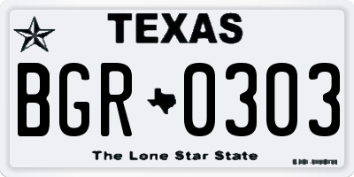 TX license plate BGR0303