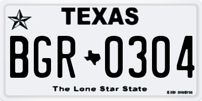 TX license plate BGR0304