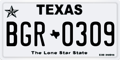TX license plate BGR0309