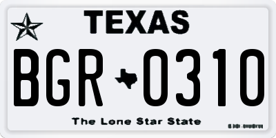 TX license plate BGR0310