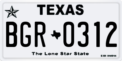TX license plate BGR0312